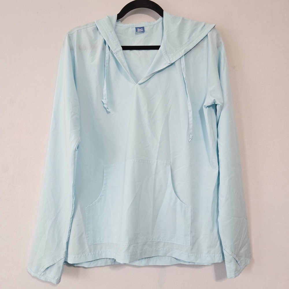 RipSkirt Hoodie Womens Top M Turquoise Rash Guard UPF Lightweight Coastal Resort